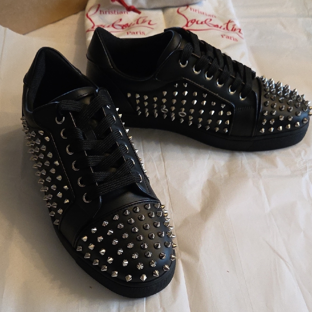 Christian Louboutin Black Sneakers with Silver Spikes - Picture 11 of 16